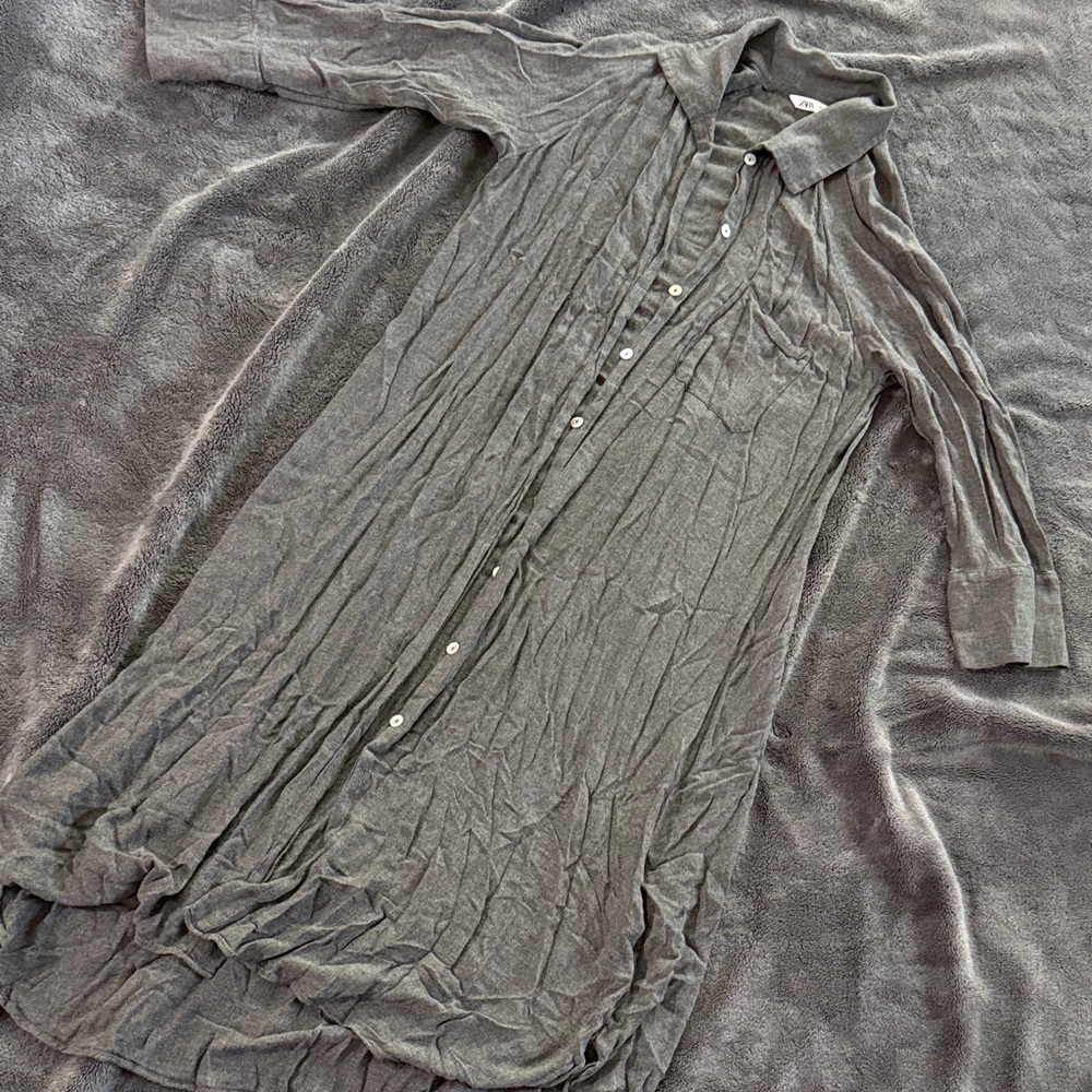 Zara Charcoal Button-Up Shirt Dress